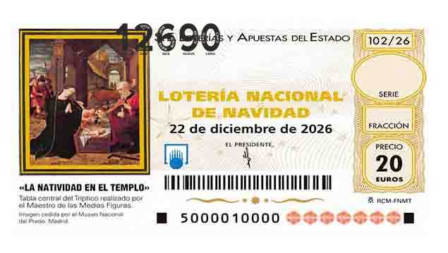 Décimo 12690 del sorteo 102-22/12/2026 Navidad