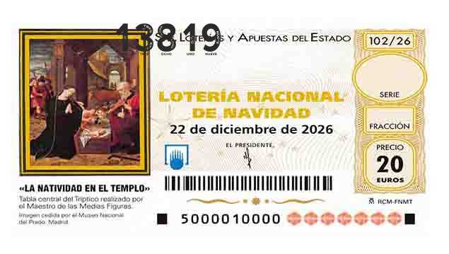 Décimo 13819 del sorteo 102-22/12/2026 Navidad