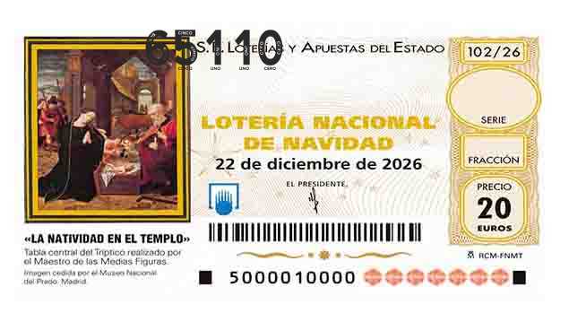 Décimo 65110 del sorteo 102-22/12/2026 Navidad