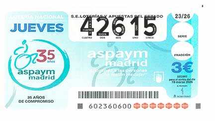 Décimo 42615 del sorteo 23-19/03/2026 Jueves
