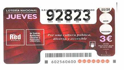 Décimo 92823 del sorteo 25-26/03/2026 Jueves