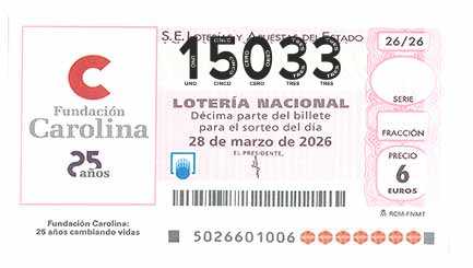 Décimo 15033 del sorteo 26-28/03/2026 Sábado