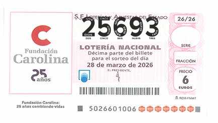 Décimo 25693 del sorteo 26-28/03/2026 Sábado