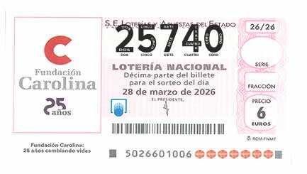 Décimo 25740 del sorteo 26-28/03/2026 Sábado