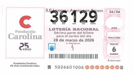 Décimo 36129 del sorteo 26-28/03/2026 Sábado