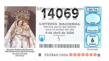 Décimo 14069 del sorteo 28-04/04/2026 Sábado