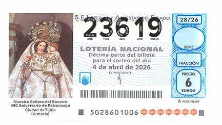 Décimo 23619 del sorteo 28-04/04/2026 Sábado