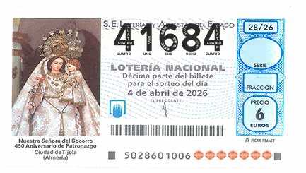 Décimo 41684 del sorteo 28-04/04/2026 Sábado