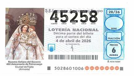 Décimo 45258 del sorteo 28-04/04/2026 Sábado