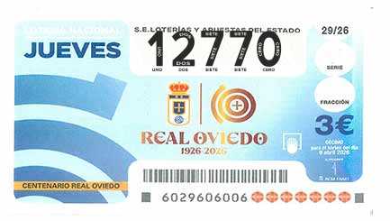 Décimo 12770 del sorteo 29-09/04/2026 Jueves