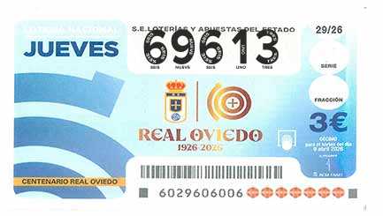 Décimo 69613 del sorteo 29-09/04/2026 Jueves