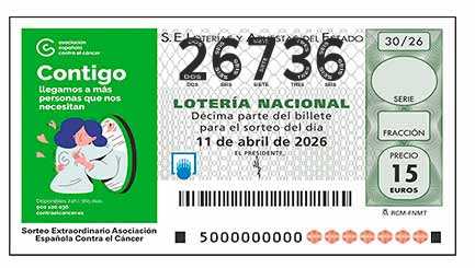 Décimo 26736 del sorteo 30-11/04/2026 Sábado
