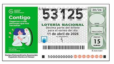 Décimo 53125 del sorteo 30-11/04/2026 Sábado