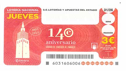 Décimo 13728 del sorteo 31-16/04/2026 Jueves