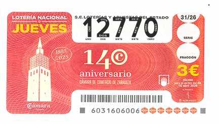 Décimo 12770 del sorteo 31-16/04/2026 Jueves