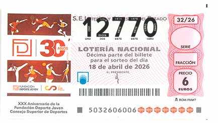 Décimo 12770 del sorteo 32-18/04/2026 Sábado