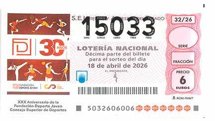 Décimo 15033 del sorteo 32-18/04/2026 Sábado