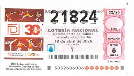 Décimo 21824 del sorteo 32-18/04/2026 Sábado