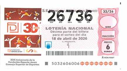 Décimo 26736 del sorteo 32-18/04/2026 Sábado