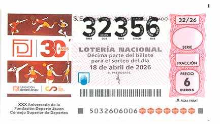 Décimo 32356 del sorteo 32-18/04/2026 Sábado