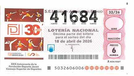 Décimo 41684 del sorteo 32-18/04/2026 Sábado