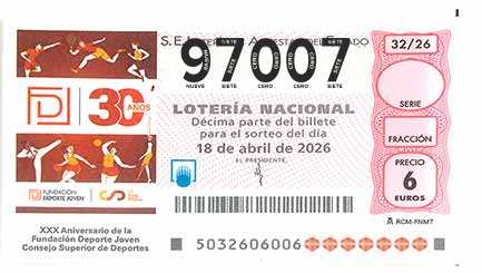Décimo 97007 del sorteo 32-18/04/2026 Sábado