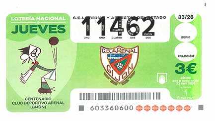 Décimo 11462 del sorteo 33-23/04/2026 Jueves