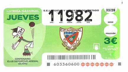 Décimo 11982 del sorteo 33-23/04/2026 Jueves