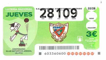 Décimo 28109 del sorteo 33-23/04/2026 Jueves