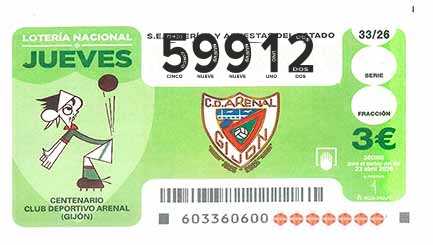 Décimo 59912 del sorteo 33-23/04/2026 Jueves