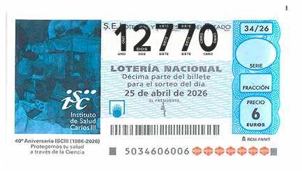 Décimo 12770 del sorteo 34-25/04/2026 Sábado