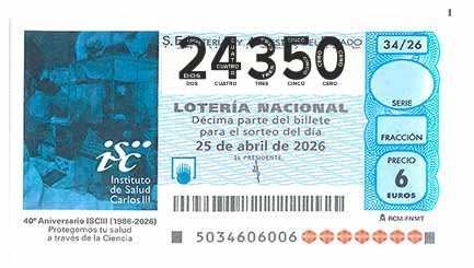 Décimo 24350 del sorteo 34-25/04/2026 Sábado