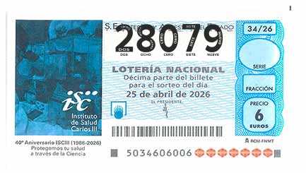 Décimo 28079 del sorteo 34-25/04/2026 Sábado