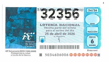 Décimo 32356 del sorteo 34-25/04/2026 Sábado