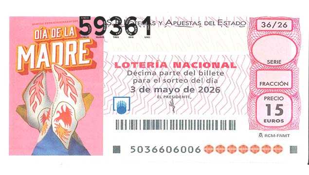 Décimo 59361 del sorteo 36-03/05/2026 Sábado