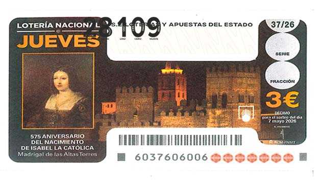 Décimo 28109 del sorteo 37-07/05/2026 Jueves