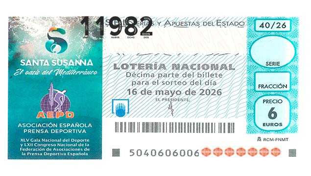Décimo 11982 del sorteo 40-16/05/2026 Sábado