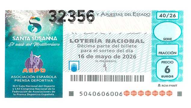 Décimo 32356 del sorteo 40-16/05/2026 Sábado