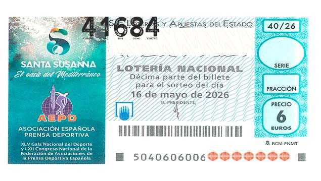 Décimo 41684 del sorteo 40-16/05/2026 Sábado