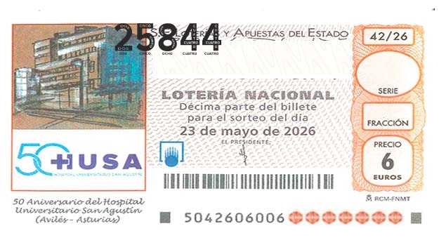 Décimo 25844 del sorteo 42-23/05/2026 Sábado