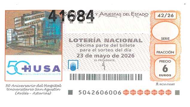 Décimo 41684 del sorteo 42-23/05/2026 Sábado