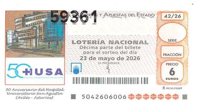 Décimo 59361 del sorteo 42-23/05/2026 Sábado