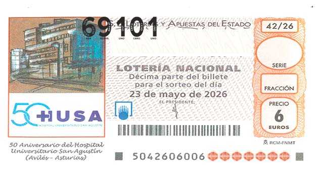 Décimo 69101 del sorteo 42-23/05/2026 Sábado
