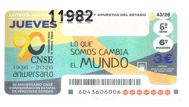 Décimo 11982 del sorteo 43-28/05/2026 Jueves