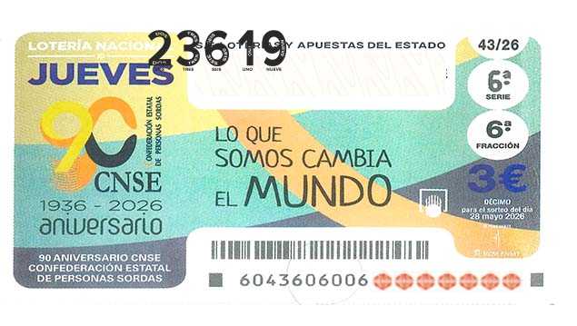 Décimo 23619 del sorteo 43-28/05/2026 Jueves