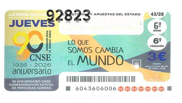 Décimo 92823 del sorteo 43-28/05/2026 Jueves