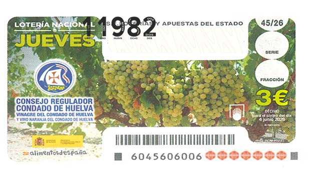 Décimo 11982 del sorteo 45-04/06/2026 Jueves