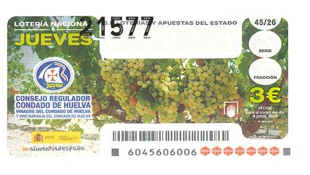 Décimo 21577 del sorteo 45-04/06/2026 Jueves