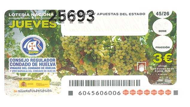 Décimo 25693 del sorteo 45-04/06/2026 Jueves