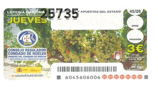Décimo 25735 del sorteo 45-04/06/2026 Jueves